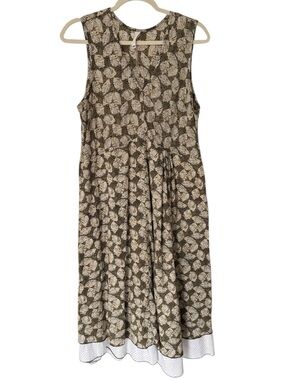 Neesh by DAR Vintage Cotton Midi Dress 
Leaf Print Lagenlook Made in USA Size M